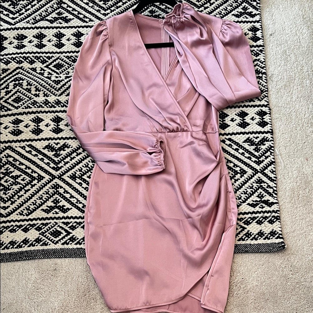 SHEIN Mauve Long Sleeve Wrap Dress